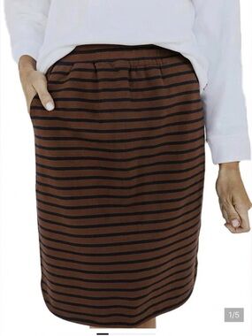 Roolee Seen It All Skirt — Size L Brown & Navy Stripe
